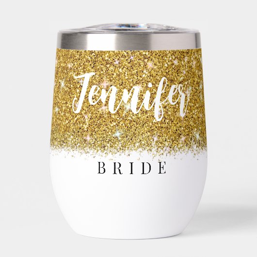 Junggeselinnen-Abschied Bride Gold Glitzer Wine Tu (Vorderseite)