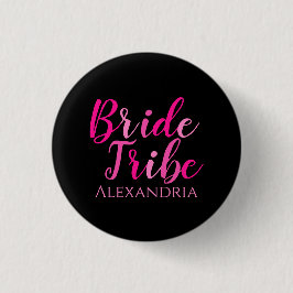 Junggeselinnen-Abschied Bride Tribe Hot Pink Black Button