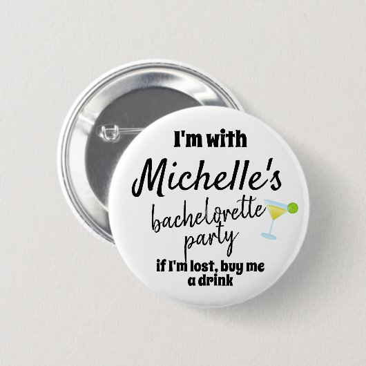Junggeselinnen-Abschied Brides Name Margarita Butt Button (Vorne & Hinten)