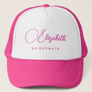 Junggeselinnen-Abschied Bridesmaid Name Hot Pink Truckerkappe