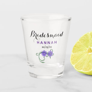 Junggeselinnen-Abschied Bridesmaid Purple Flowers Schnapsglas