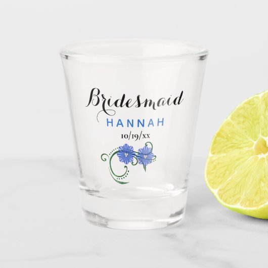 Junggeselinnen-Abschied Bridesmaid Wedding Blue Bl Schnapsglas (Vorderseite)