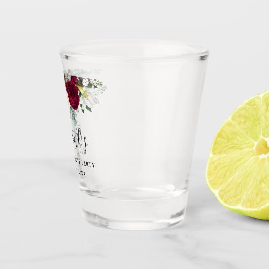 Junggeselinnen-Abschied Burgund Blumengrün Schnapsglas (Rechts)