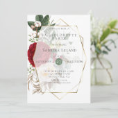 Junggeselinnen-Abschied | Burgund-Elfenbein Einladung (Stehend Vorderseite)