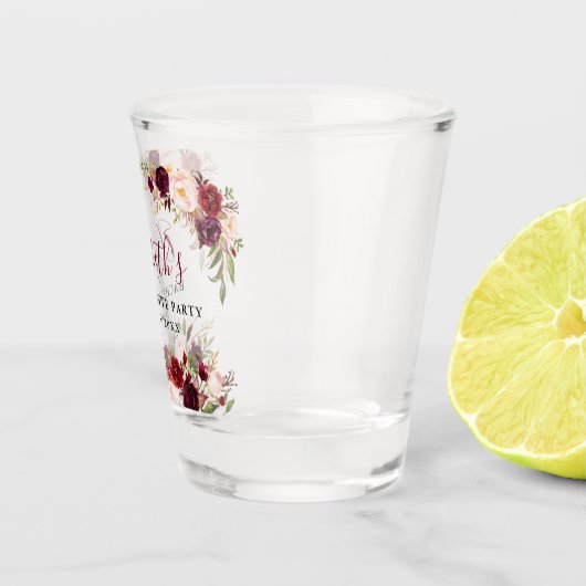 Junggeselinnen-Abschied Burgund Wasserfarben Schnapsglas (Rechts)