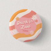 Junggeselinnen-Abschied Button Retro Rosa Betrunke (Vorderseite)