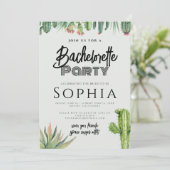 Junggeselinnen-Abschied Cactus Watercolor Garden Einladung (Stehend Vorderseite)