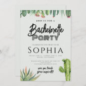 Junggeselinnen-Abschied Cactus Watercolor Garden Einladung (Vorne/Hinten)
