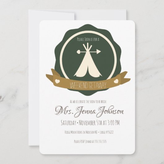 Junggeselinnen-Abschied Camping Weekend Zehnte Abz Einladung (Vorderseite)