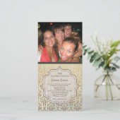 Junggeselinnen-Abschied Caramel Damask Foto Einlad (Stehend Vorderseite)