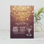 Junggeselinnen-Abschied Champagne Glasses Wood Lig Einladung (Stehend Vorderseite)