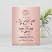 Junggeselinnen-Abschied Chic Lips Rose Gold Einladung (Stehend Vorderseite)