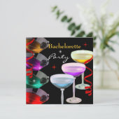 Junggeselinnen-Abschied Cocktails Champagner Einladung (Stehend Vorderseite)