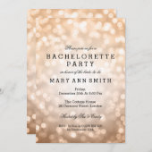 Junggeselinnen-Abschied Copper Glitzer Lights Einladung (Vorne/Hinten)