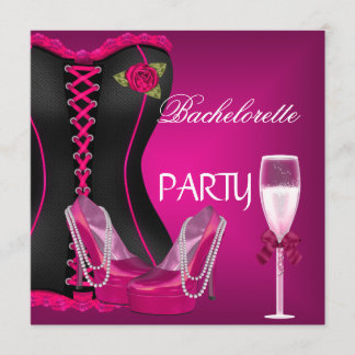 Junggeselinnen-Abschied Corset Black Pink Shoes 2 Einladung