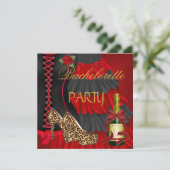 Junggeselinnen-Abschied Corset Black Red Dress Sho Einladung (Stehend Vorderseite)