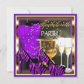 Junggeselinnen-Abschied Corset Lila Zebra Gold Einladung (Vorderseite)