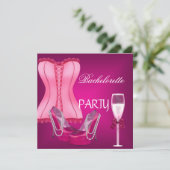 Junggeselinnen-Abschied Corset Pink Shoes Hi Heels Einladung (Stehend Vorderseite)