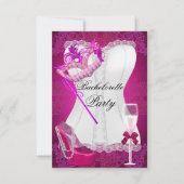 Junggeselinnen-Abschied Corset Pink Shows Maske Einladung (Vorderseite)