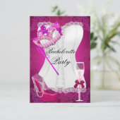Junggeselinnen-Abschied Corset Pink Shows Maske Einladung (Stehend Vorderseite)