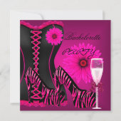 Junggeselinnen-Abschied Corset Zebra Black Pink Sh Einladung (Vorderseite)