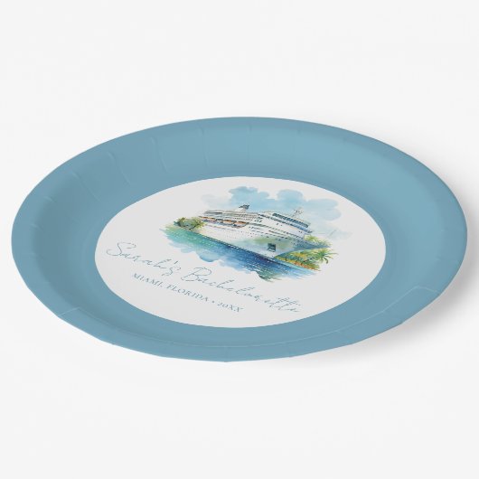 Junggeselinnen-Abschied Cruise Boat Personalisiert Pappteller (Schrägansicht)