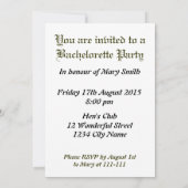 Junggeselinnen-Abschied Custom Invites Einladung (Rückseite)