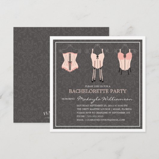 JUNGGESELINNEN-ABSCHIED DER EINLADUNG (Vorne/Hinten)