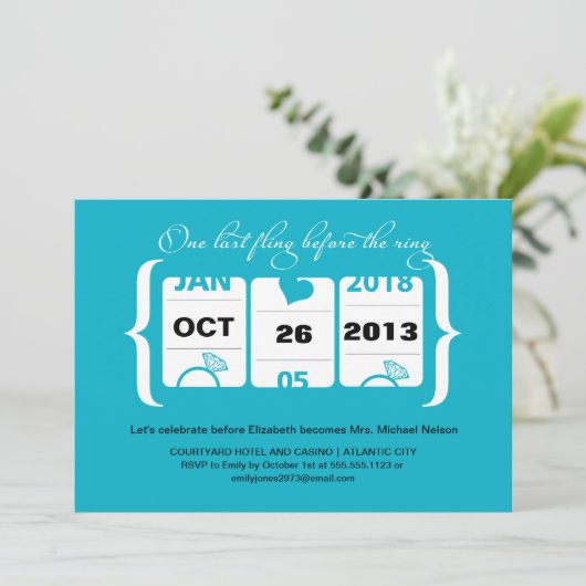 Junggeselinnen-Abschied der Slotmaschine in Vegas Einladung (Stehend Vorderseite)