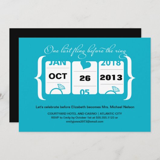 Junggeselinnen-Abschied der Slotmaschine in Vegas Einladung (Vorne/Hinten)