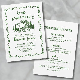 Junggeselinnen-Abschied des handgezogenen Camps Einladung