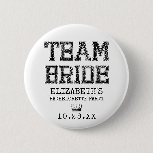 Junggeselinnen-Abschied des Kollegiums Team Bride Button (Vorderseite)