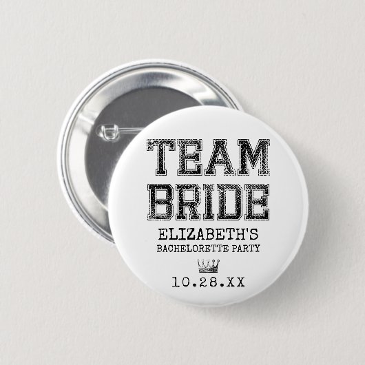 Junggeselinnen-Abschied des Kollegiums Team Bride Button (Vorne & Hinten)