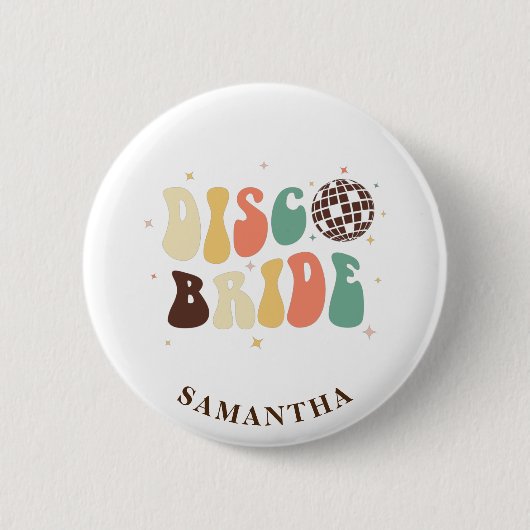 Junggeselinnen-Abschied Disco Bridge Name Retro Cu Button (Vorderseite)