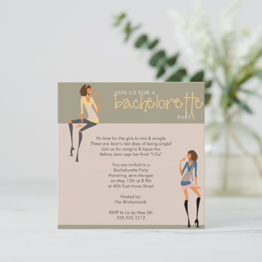 Junggeselinnen-Abschied Einladung (Stehend Vorderseite)