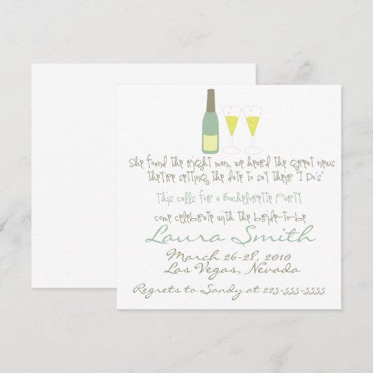 Junggeselinnen-Abschied Einladung (Vorne/Hinten)