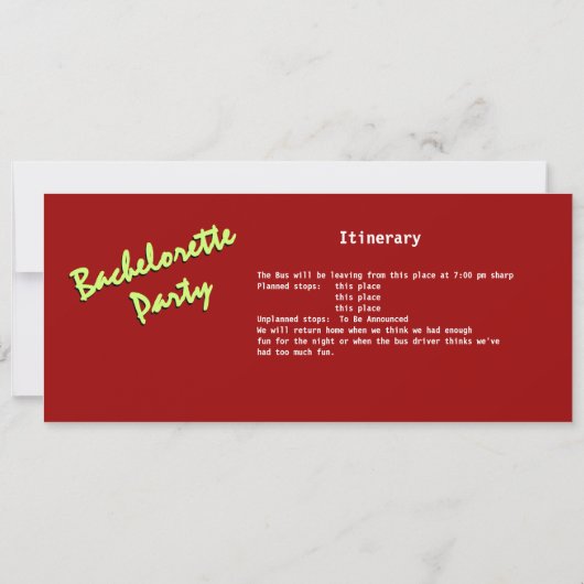 Junggeselinnen-Abschied Einladung (Rückseite)