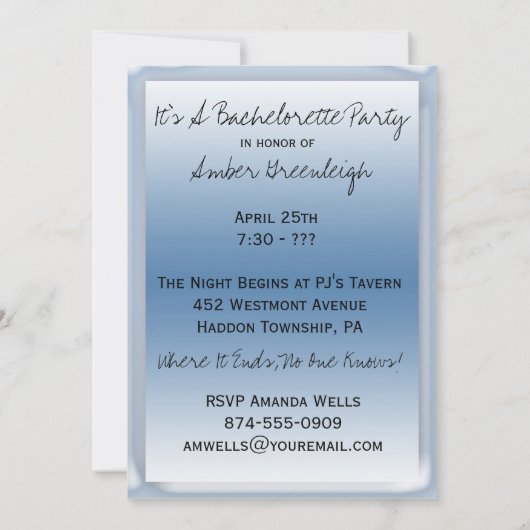 Junggeselinnen-Abschied Einladung (Rückseite)