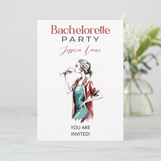 Junggeselinnen-Abschied Einladung (Stehend Vorderseite)