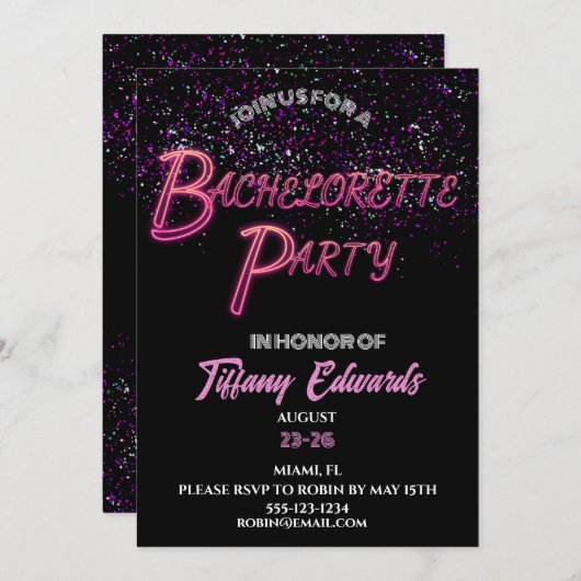 Junggeselinnen-Abschied Einladung (Vorne/Hinten)