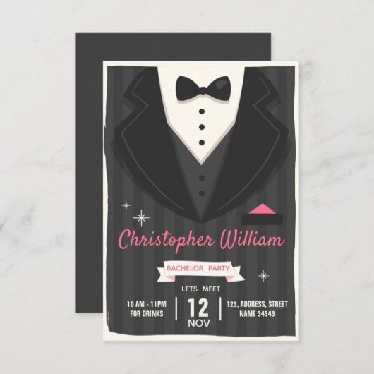 Junggeselinnen-Abschied Einladung (Vorne/Hinten)