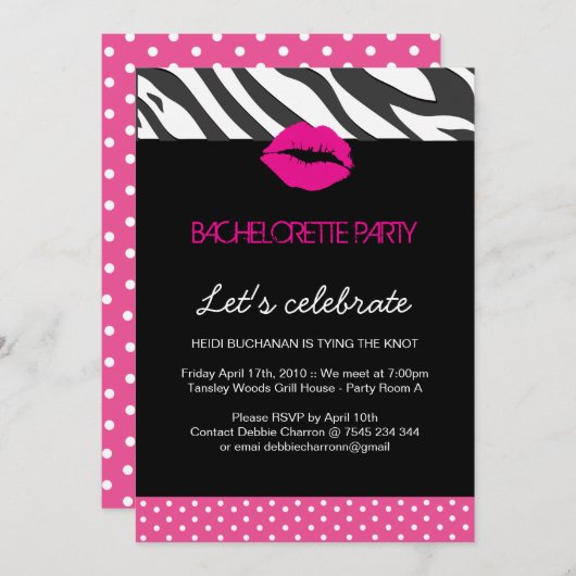 Junggeselinnen-Abschied Einladung (Vorne/Hinten)