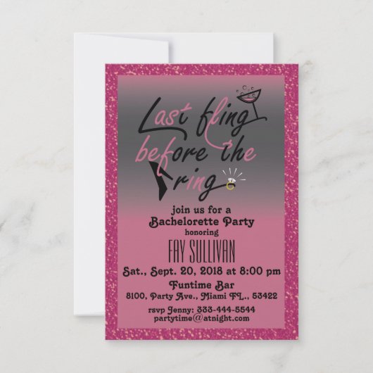 Junggeselinnen-Abschied Einladung (Vorderseite)