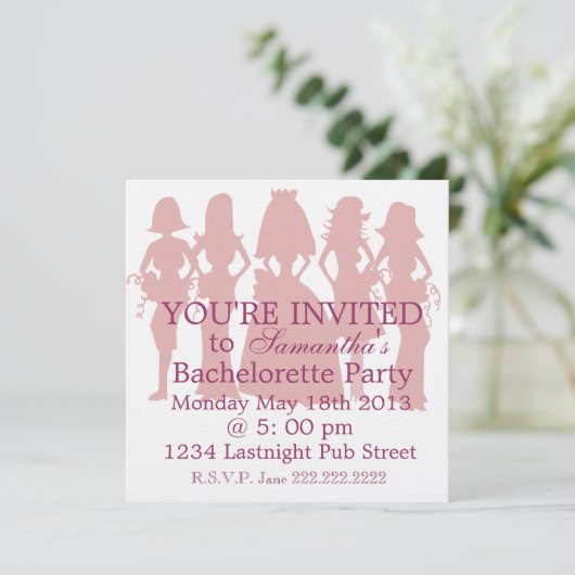 Junggeselinnen-Abschied Einladung (Stehend Vorderseite)