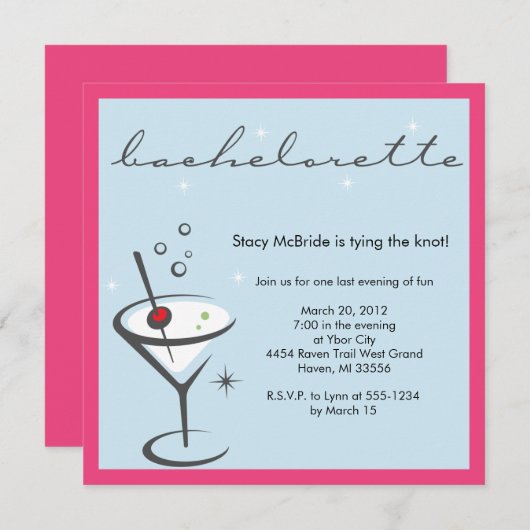 Junggeselinnen-Abschied Einladung (Vorne/Hinten)