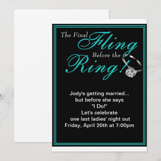 Junggeselinnen-Abschied Einladung (Vorne/Hinten)