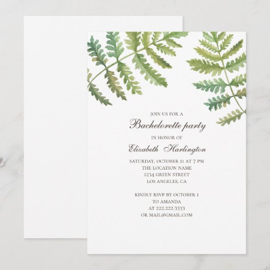 Junggeselinnen-Abschied Einladung (Vorne/Hinten)