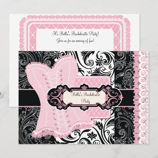 Junggeselinnen-Abschied Einladung (Vorne/Hinten)