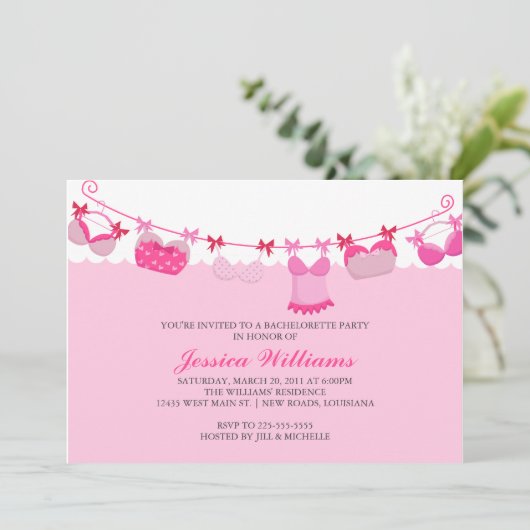 Junggeselinnen-Abschied Einladung (Stehend Vorderseite)