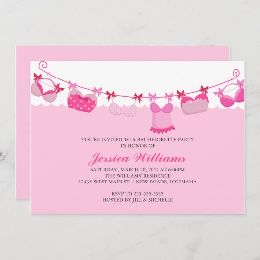 Junggeselinnen-Abschied Einladung (Vorne/Hinten)